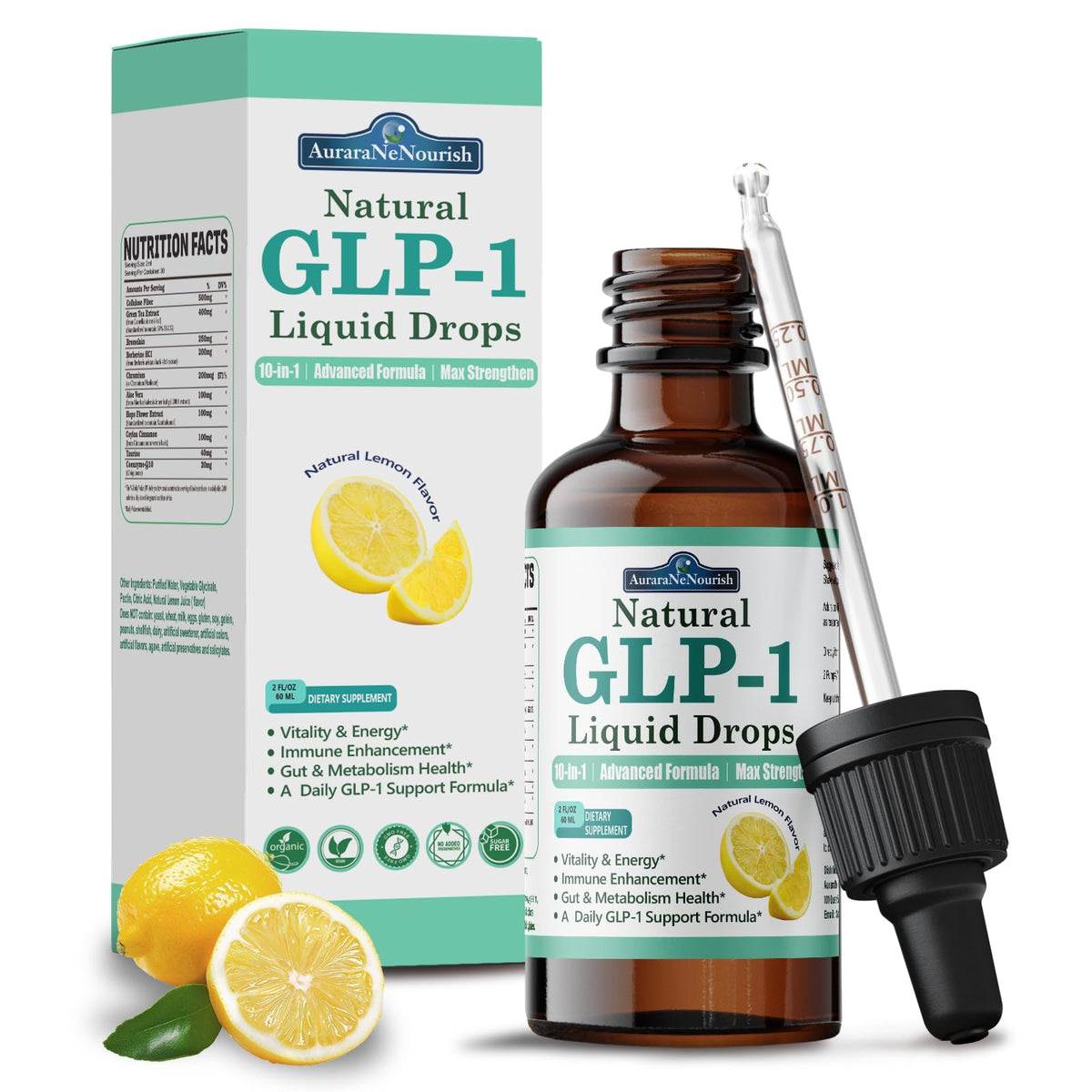 AuraraNeNourish berberine drops bottle for easy daily use and potential metabolic support.
