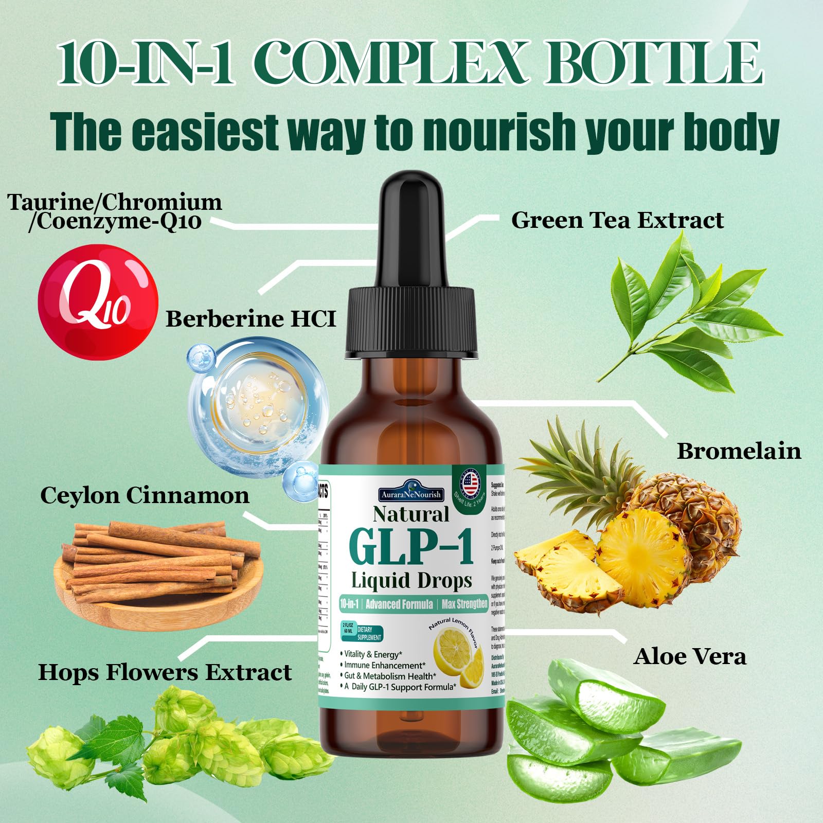 AuraraNeNourish lemon-flavor drops highlight sugar-free, pleasant daily intake.