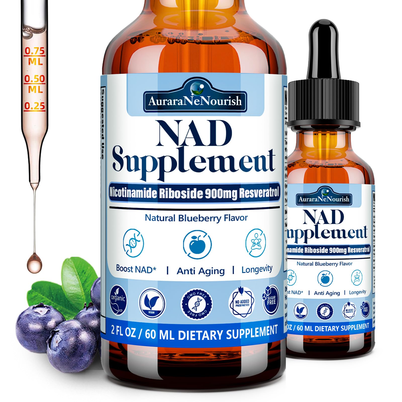 AuraraNeNourish NAD liquid bottle for energy support and everyday vitality
