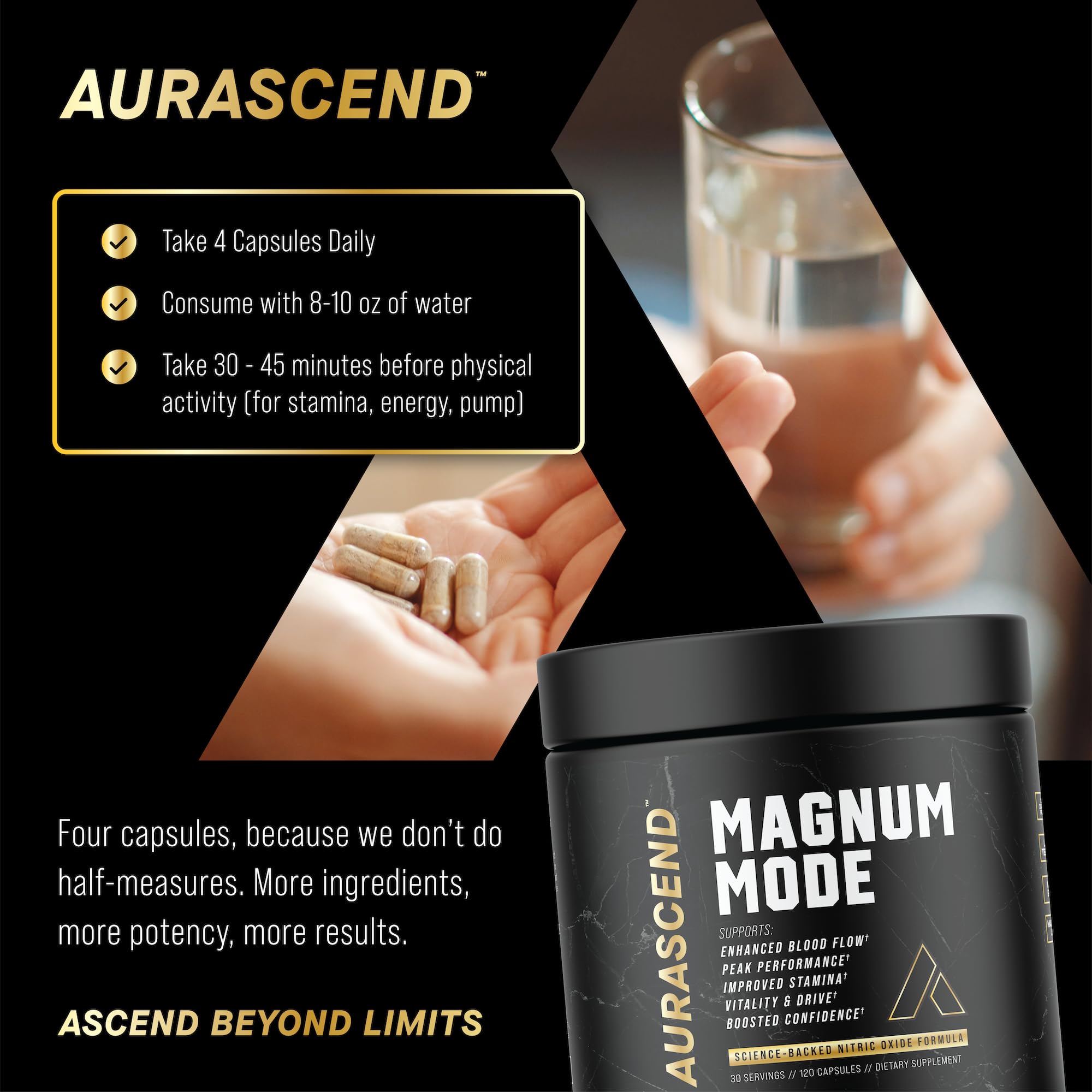 Aurascend Magnum Mode Nitrosigine ingredient detail for blood flow support.