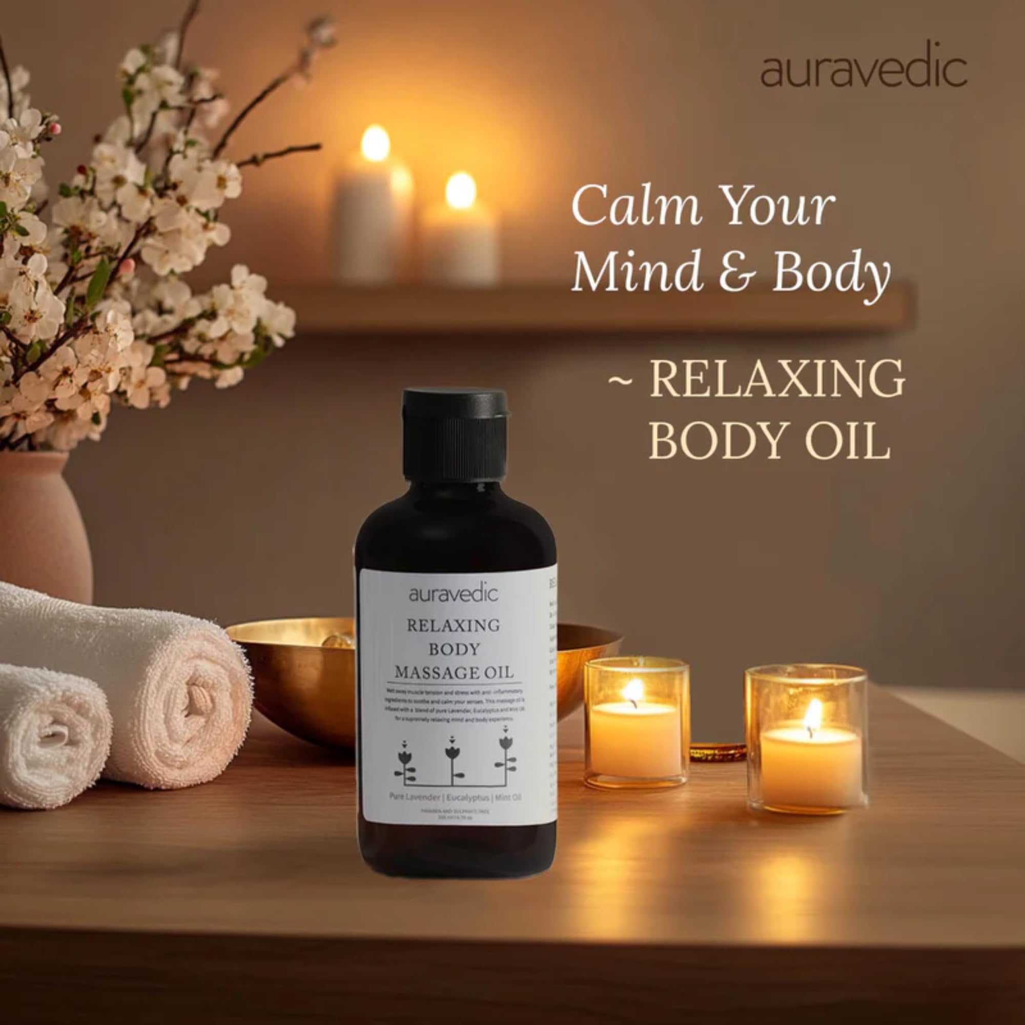 Auravedic oil with eucalyptus-mint aroma for refreshing aromatherapy sessions