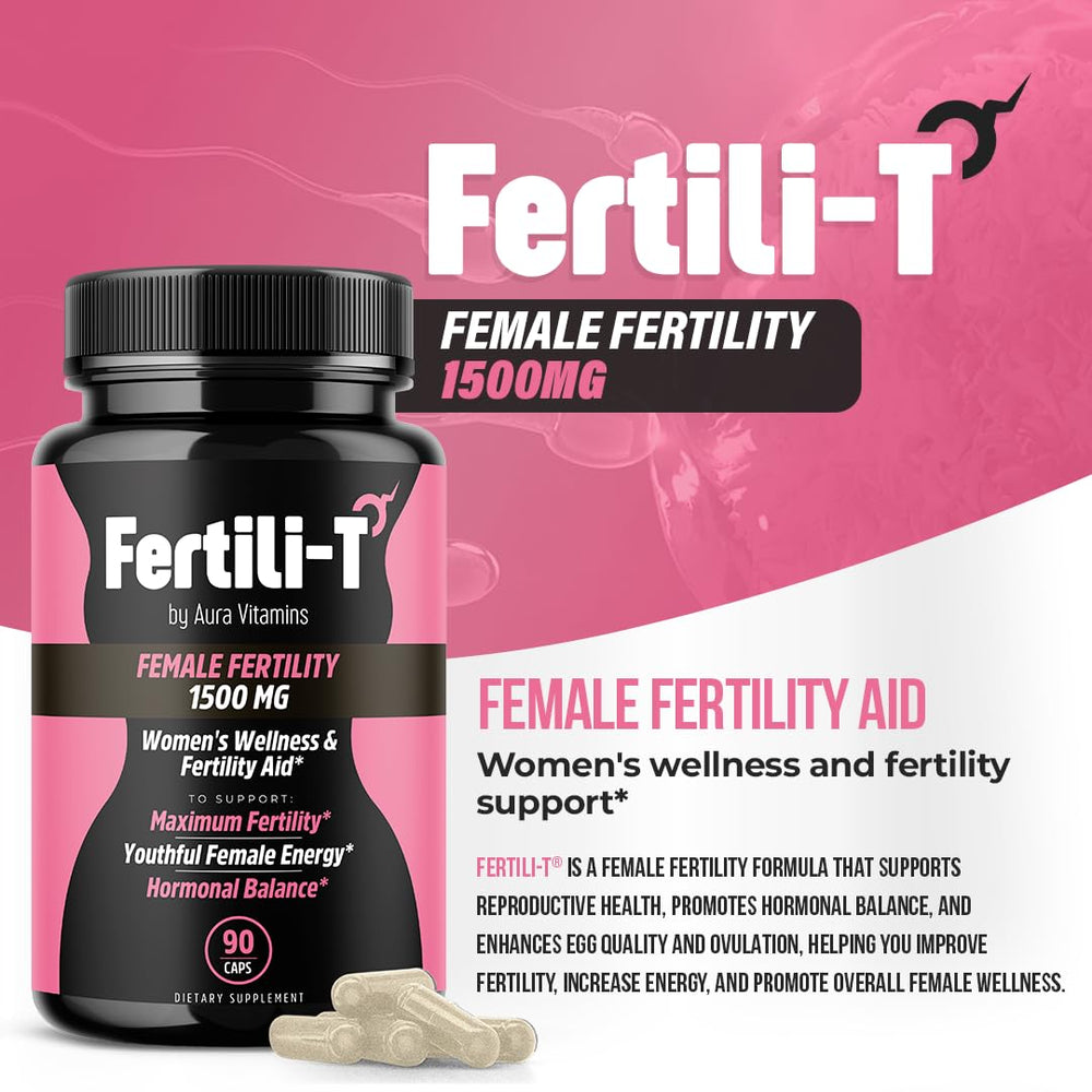 Fertili-T Female capsules close-up highlighting plant-based fertility ingredients
