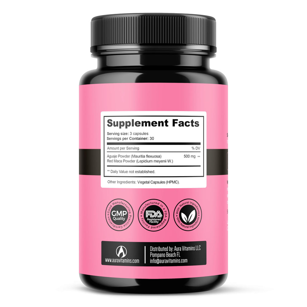 Natural Aguaje and Red Maca ingredients blend in Fertili-T Female