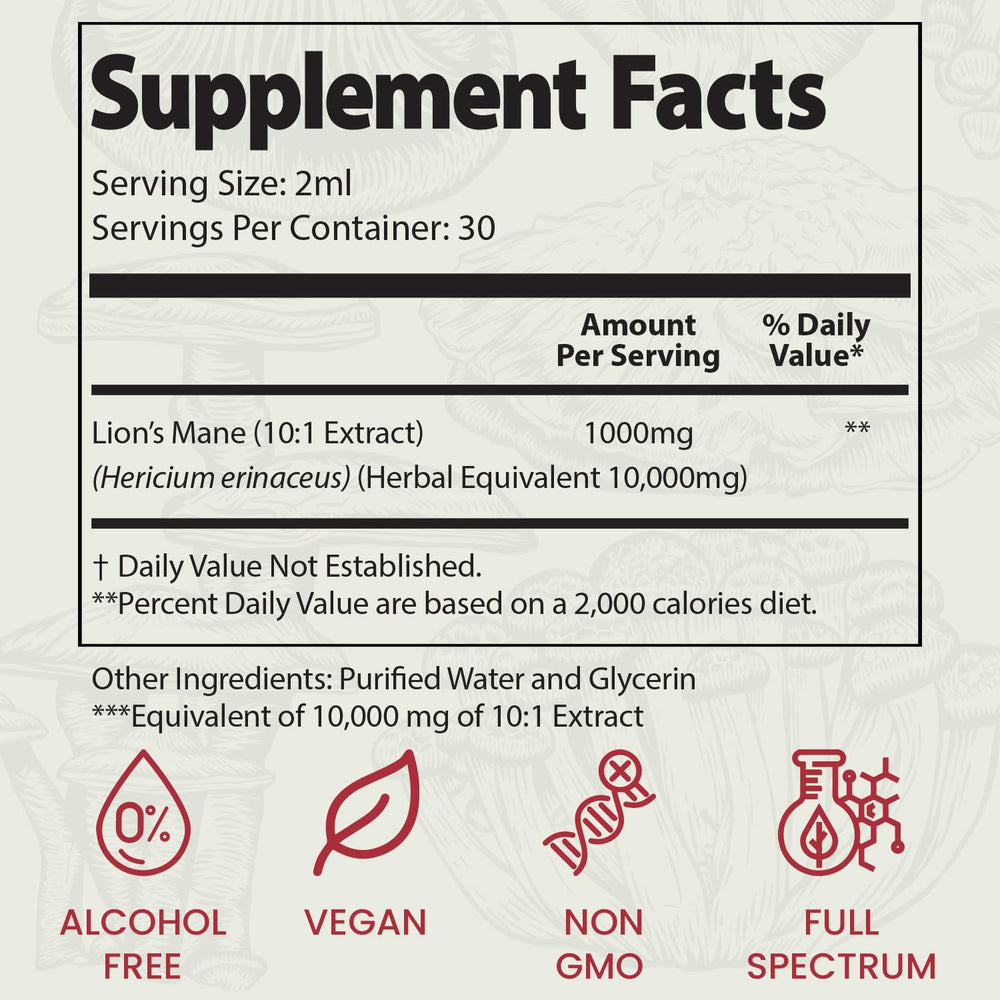 Auri Lion’s Mane drops on the countertop for study sessions.