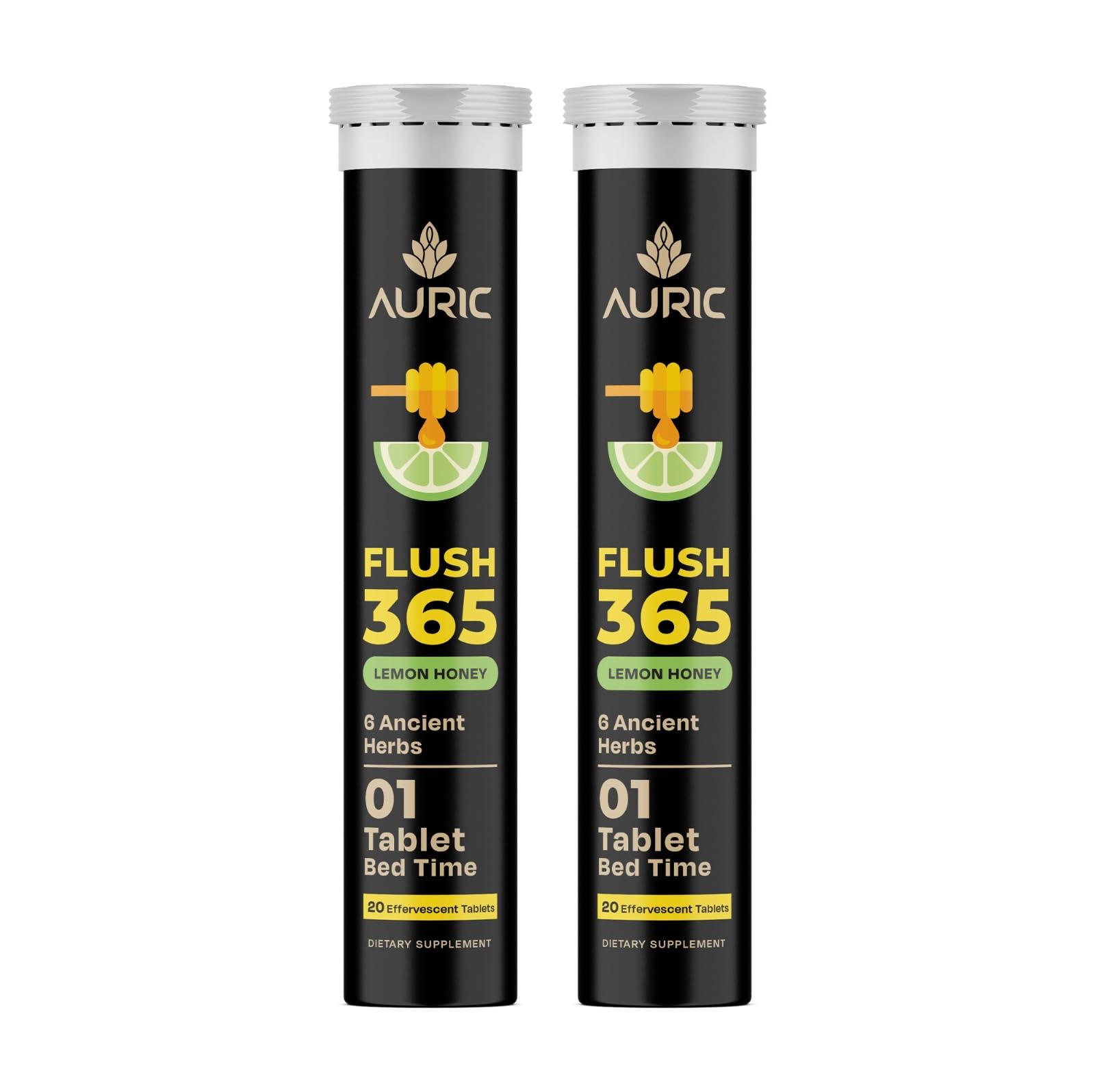 Auric Flush 365 packaging shown for daily digestive support ritual.