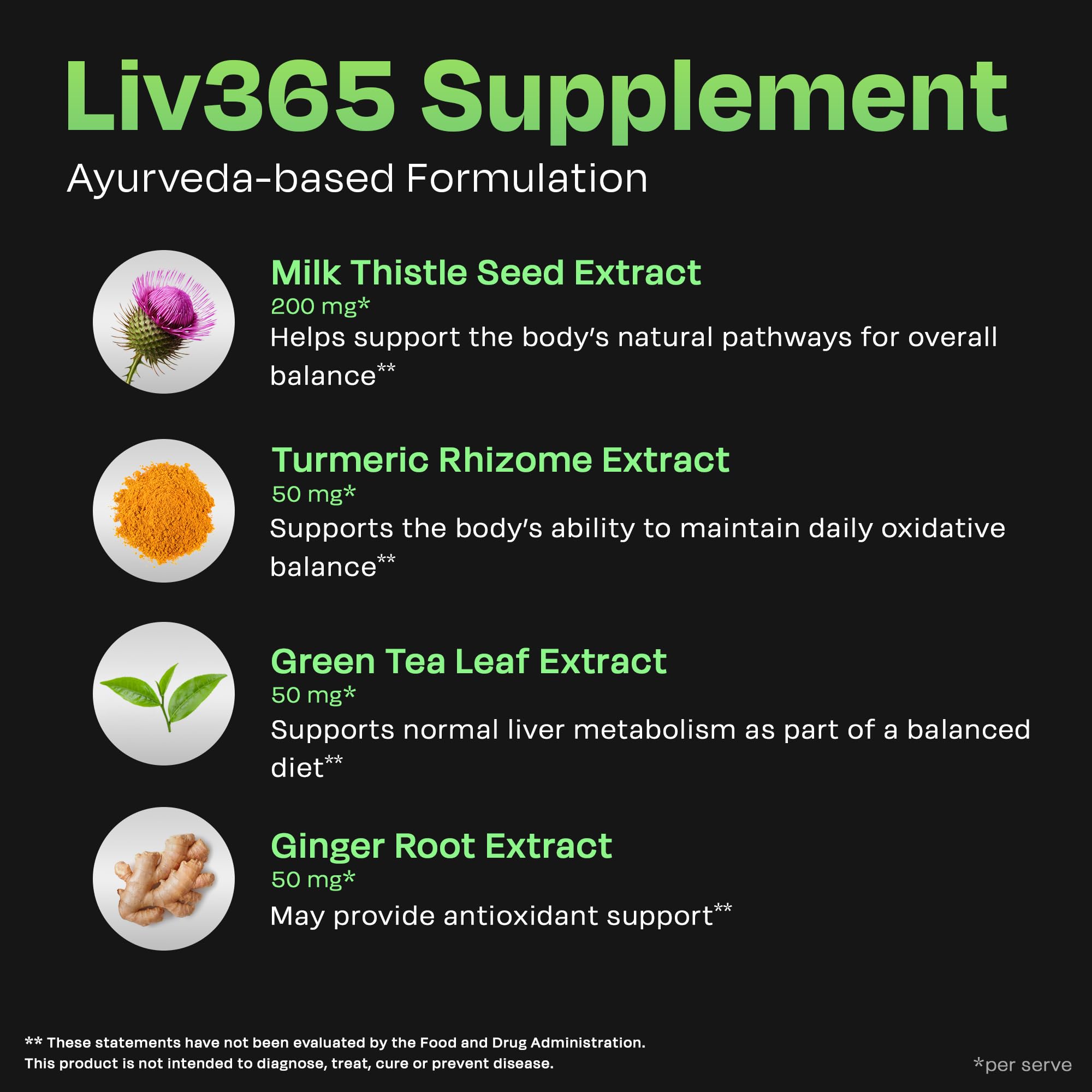 Auric Liv365 bottle back label showing dosage guidance and quality assurance.