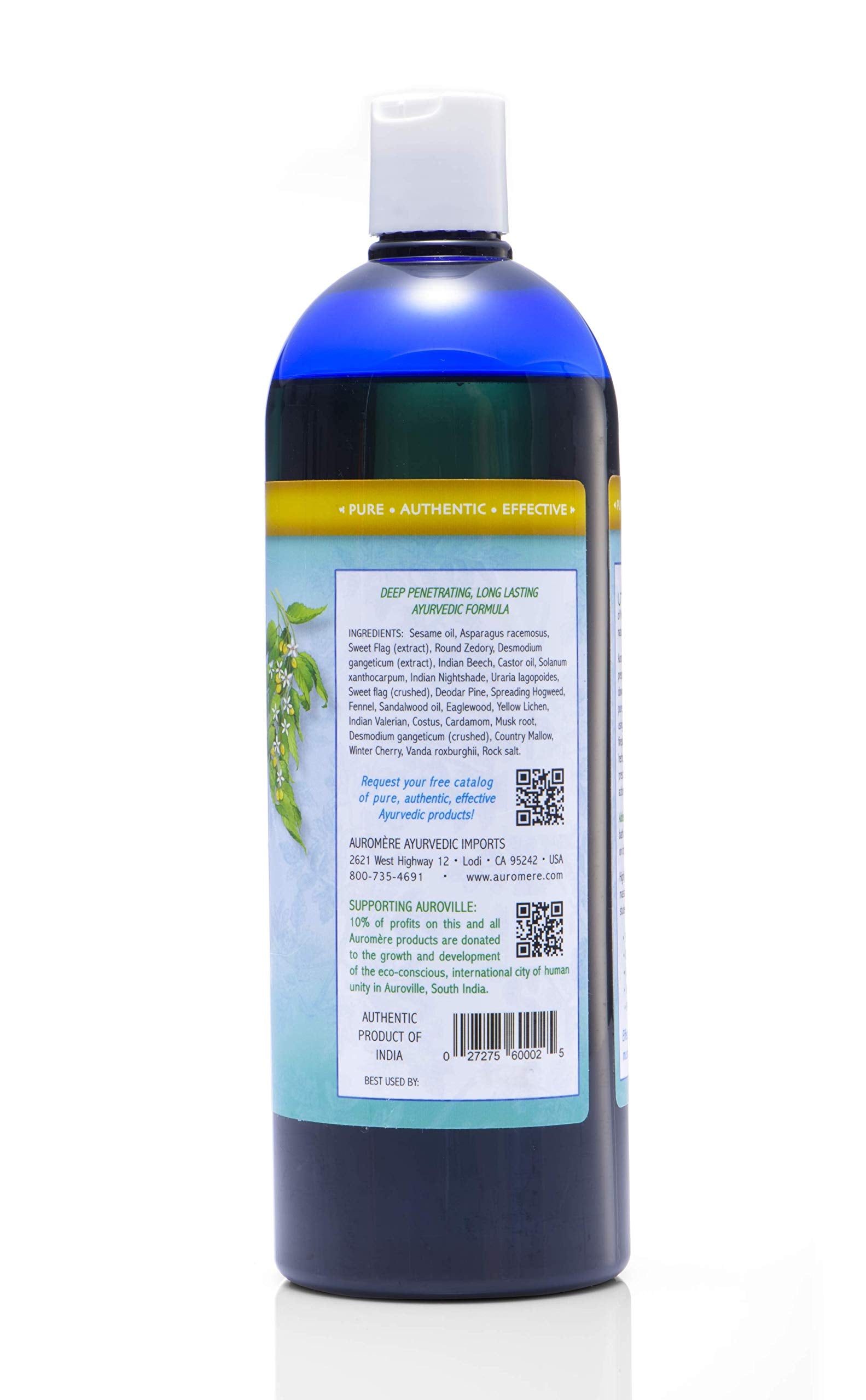 Auromere massage oil in use on skin during therapy.