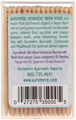 Auromere Ayurvedic toothpicks with cinnamon and peppermint refresh breath during daily routines.