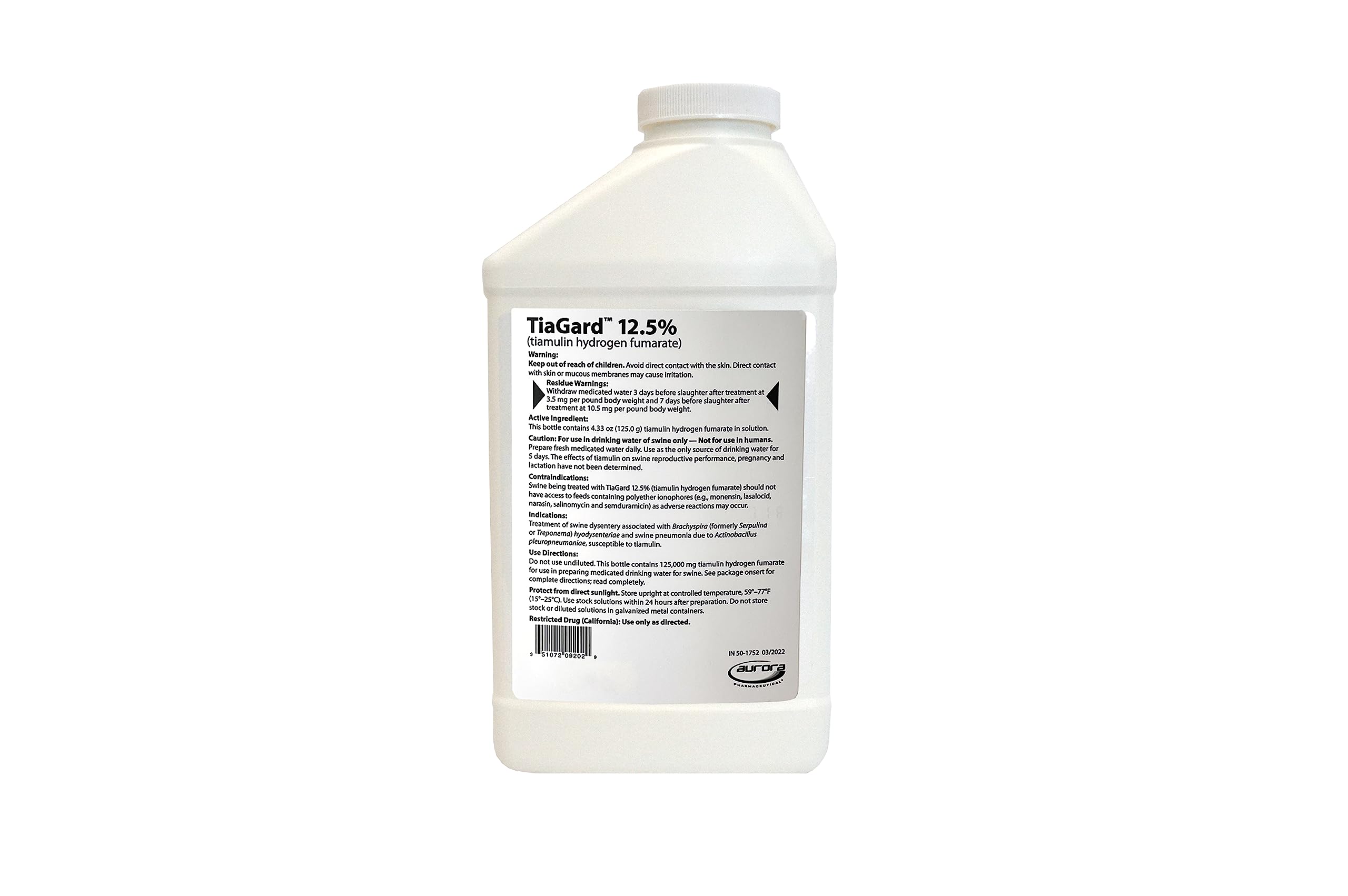 Aurora TiaGard 12.5% concentrate being poured, illustrating rapid gut absorption within 30 minutes.