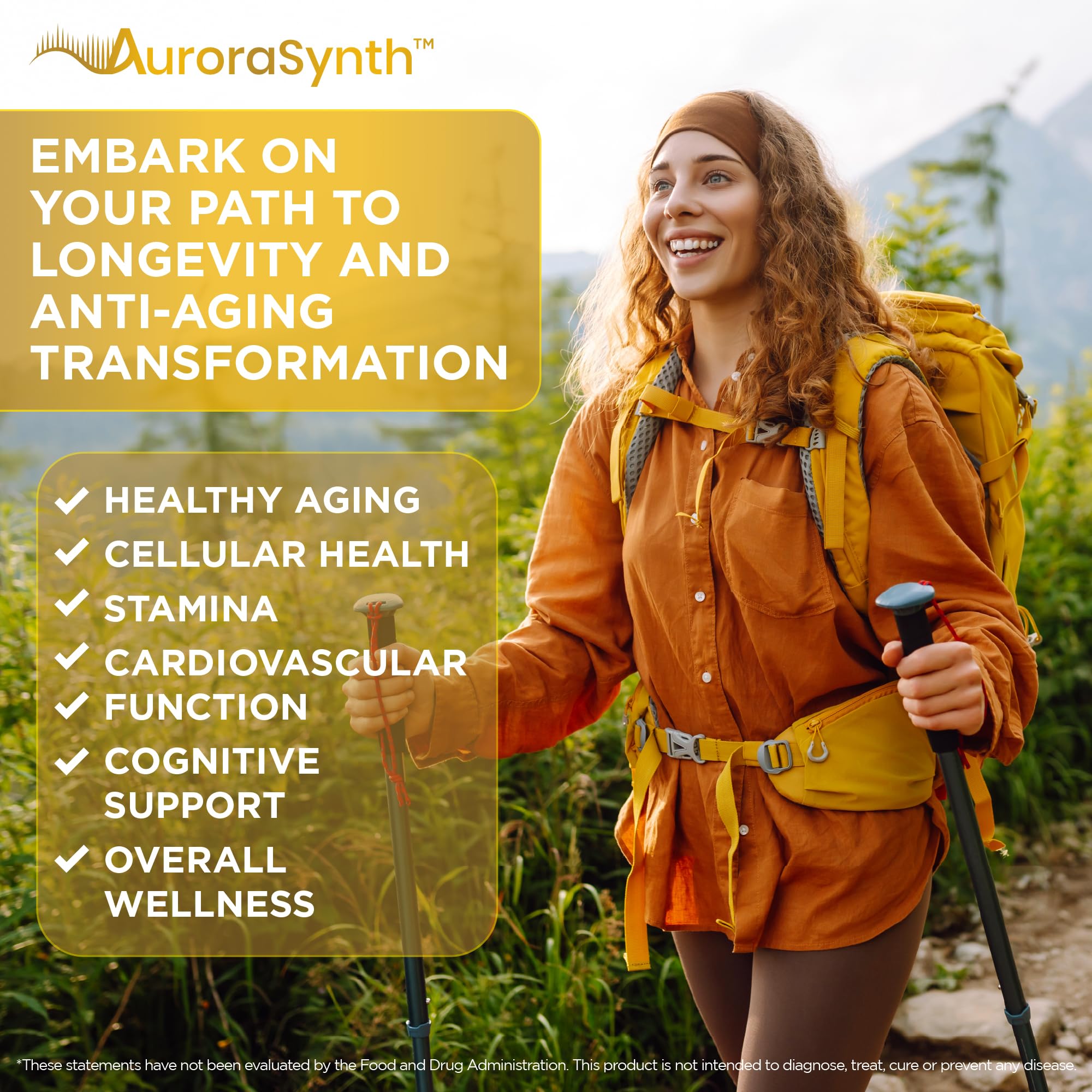 AuroraSynth NAD+ product line highlights DNA health and aging support.