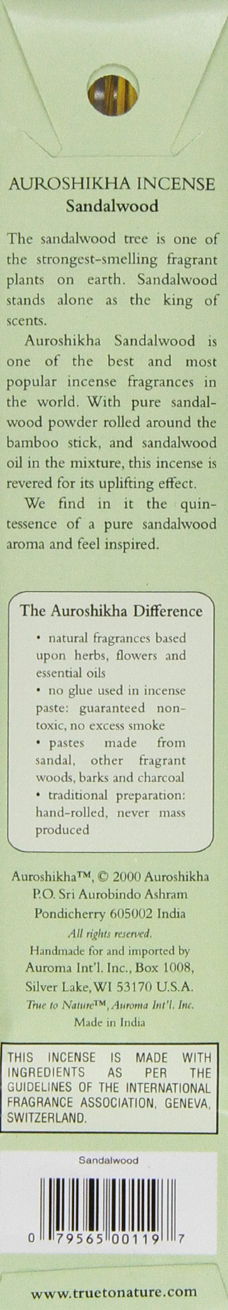 Auroshikha sandalwood incense hand-rolled stick close-up highlights pure aroma for calm evenings