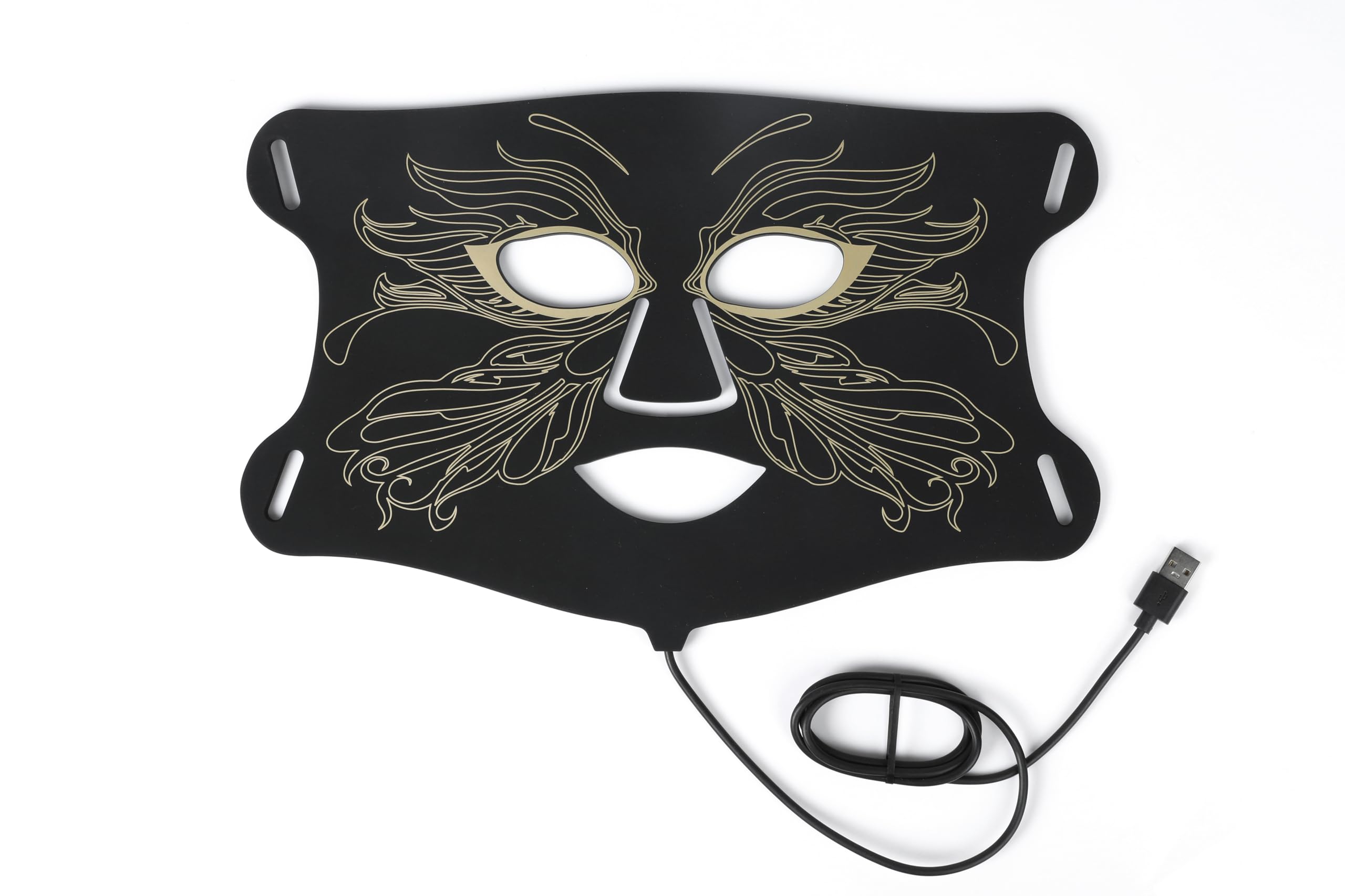 Aurphany LED mask on the face showing 324 LEDs for deep light therapy and a soothing routine