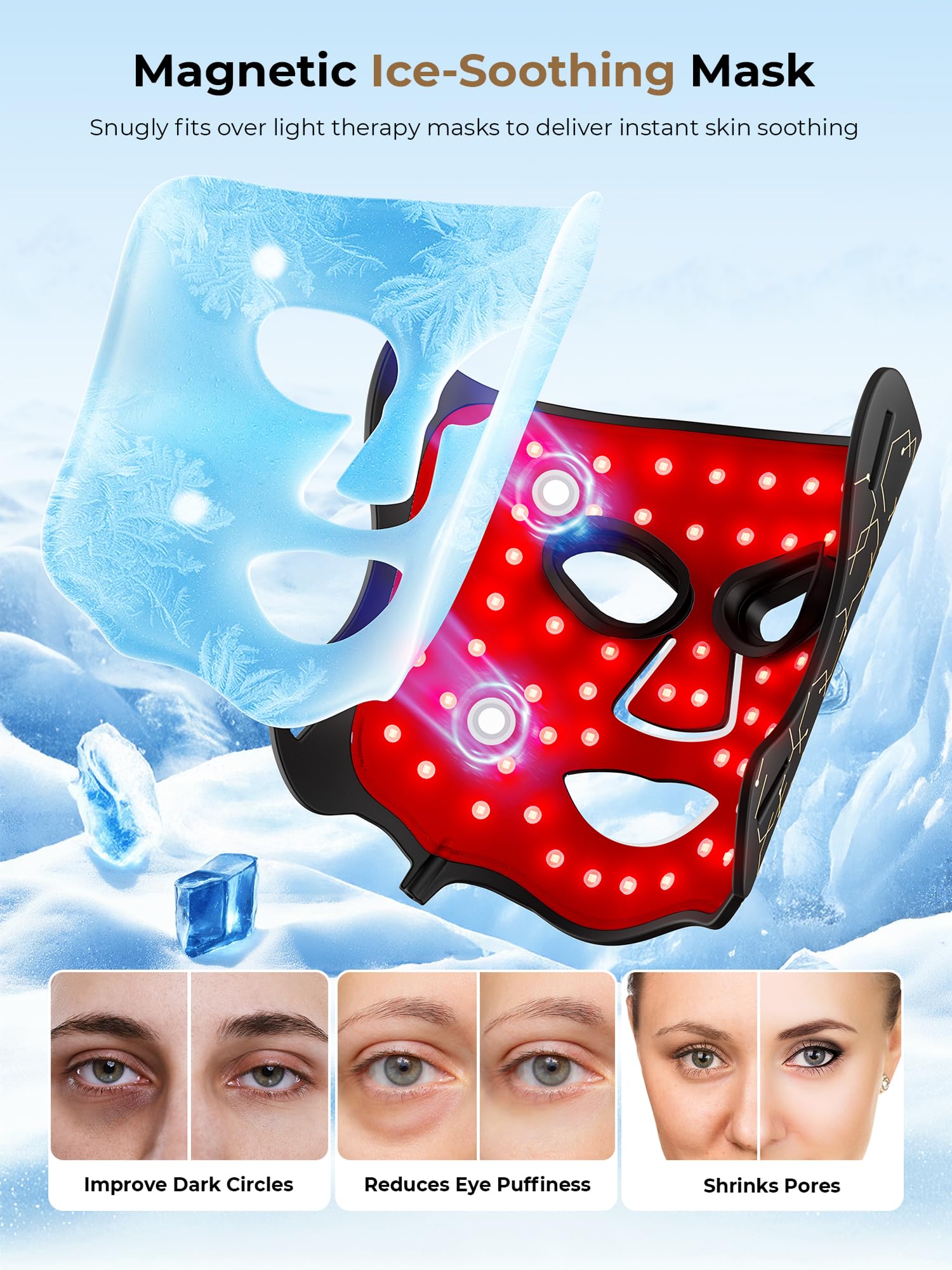 Aurphany LED mask with remote control for hands-free sessions.