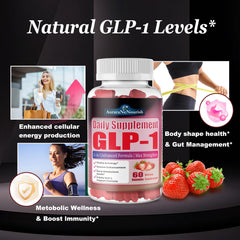 AururaNeNourish GLP-1 gummies close-up with fruity texture and sugar-free appeal.
