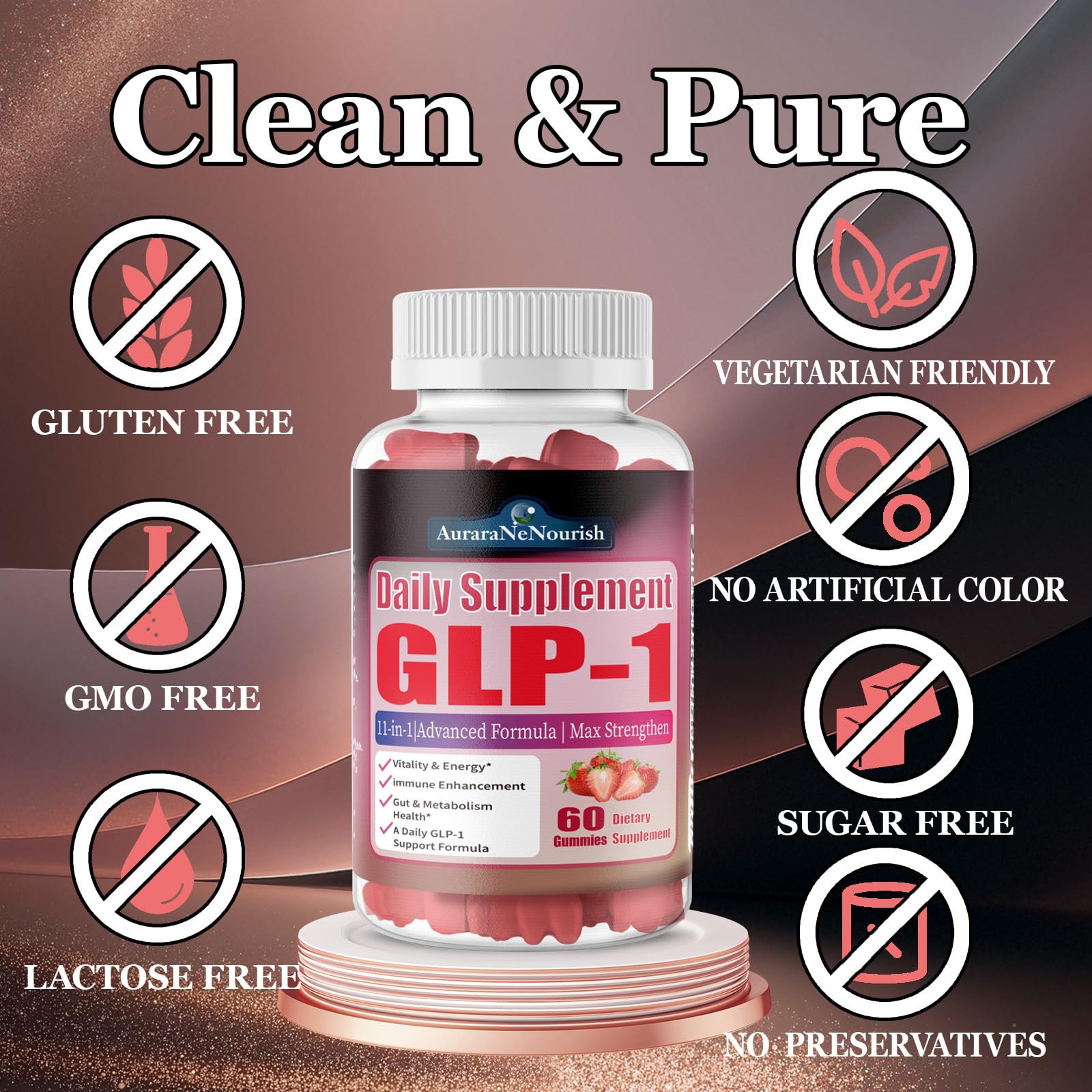 AururaNeNourish probiotic Akkermansia muciniphila visual for gut balance.