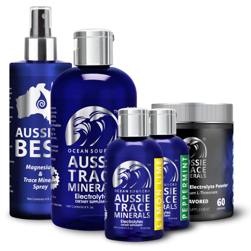 Aussie Trace Minerals Lemon Lime Drops packaging box emphasizes organic extracts and mineral richness.