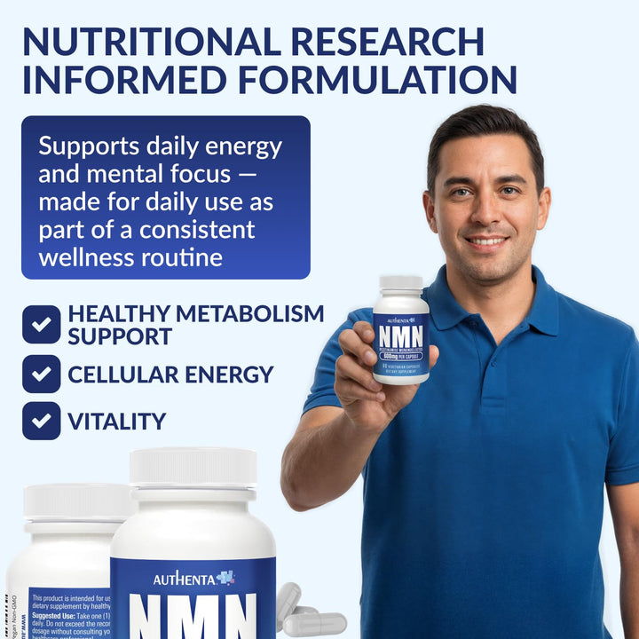 Authenta NMN capsules evoke steady NAD+ support for everyday energy