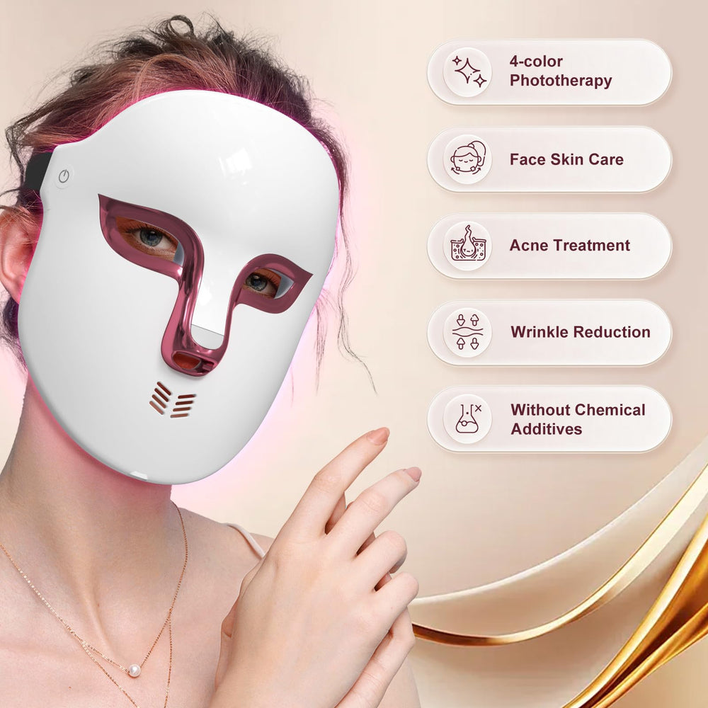 Auxoliev LED mask worn on face for convenient sessions