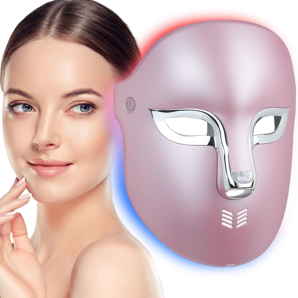 Auxoliev red light therapy mask front view for at-home skin rejuvenation