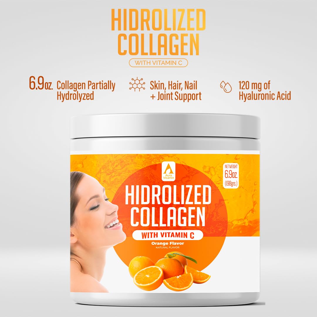 AV Orange collagen being poured into juice for blending