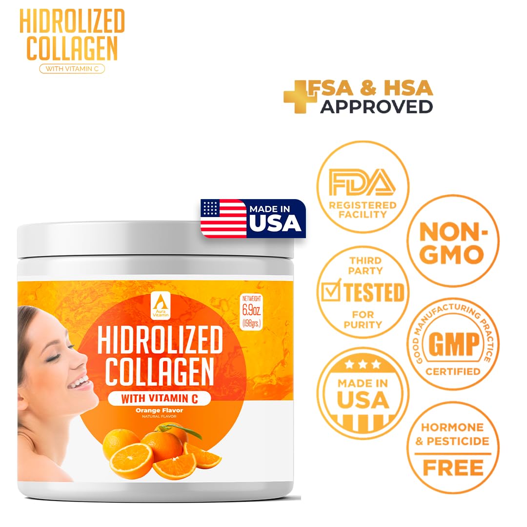 AV Orange collagen powder dissolving quickly in water