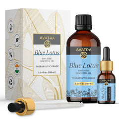 AVATRA BLUE LOTUS essential oil bottle for pure, undiluted blends.