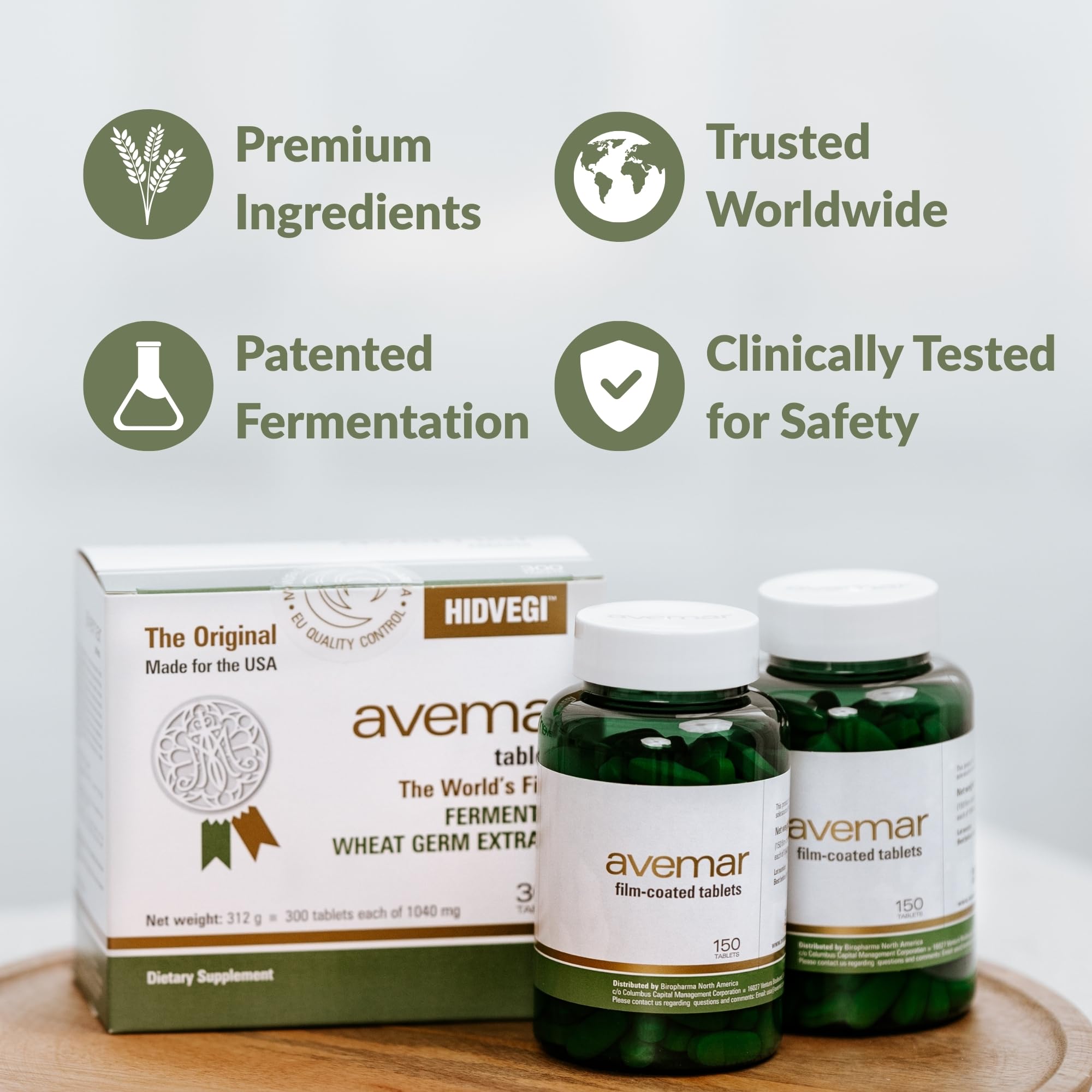 Avemar gluten-free vegetarian formula label highlighting natural fermentation