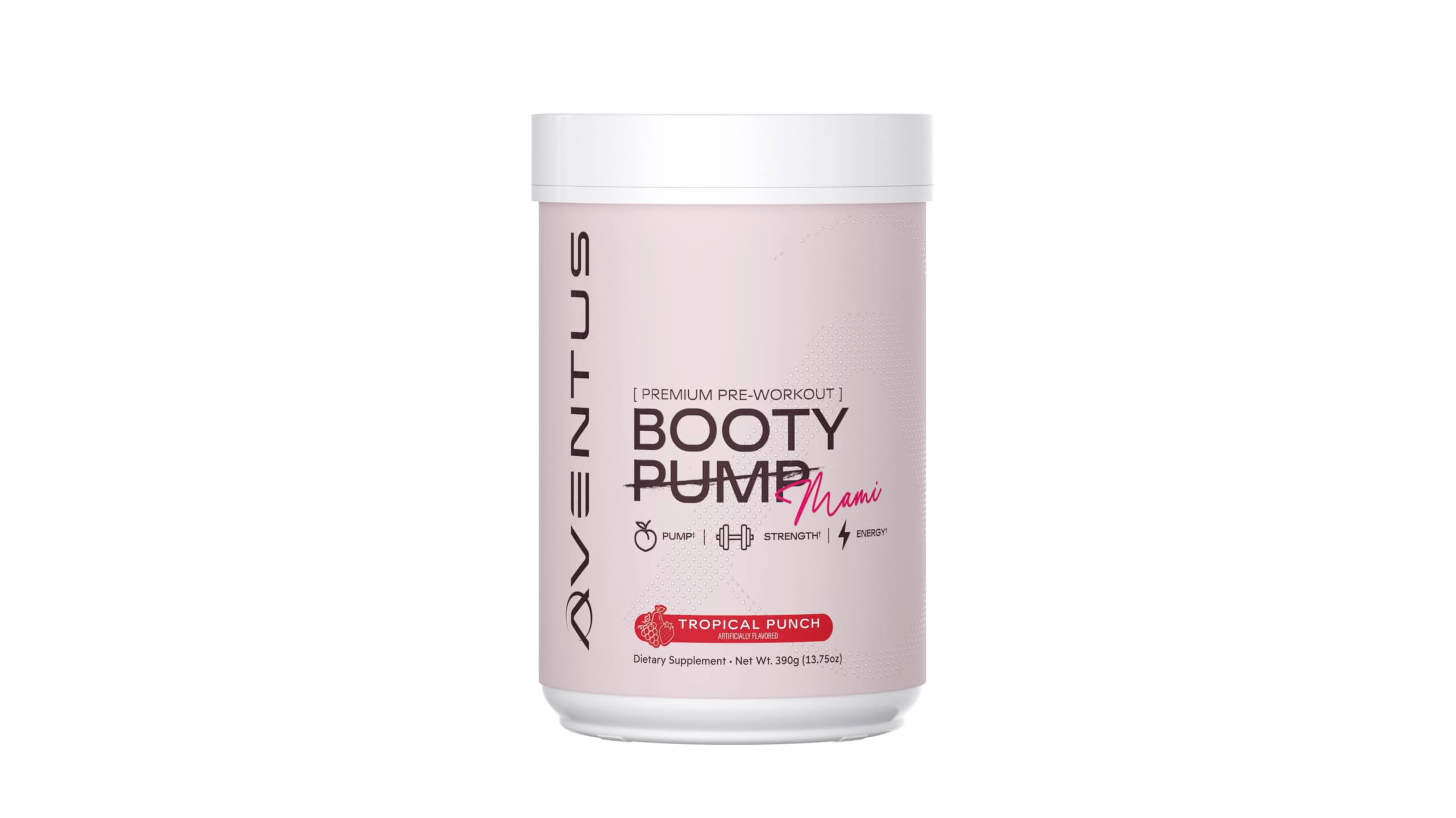 Aventus Booty Pump bottle showing premium pre-workout energy and focus