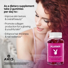 Avid Playboy Beauty Boost label close-up with gluten-free, non-GMO ingredients.