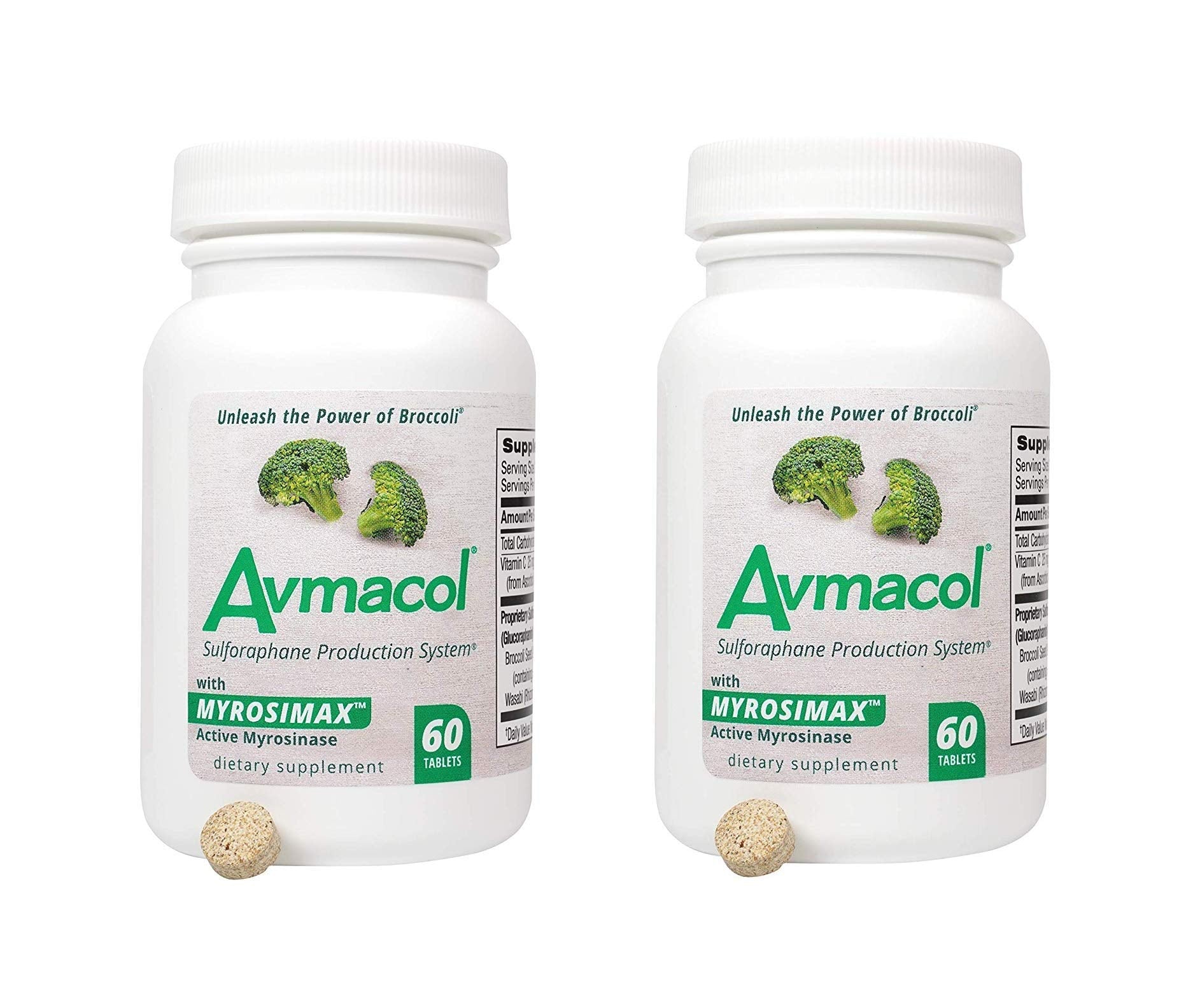 AVMACOL 2-bottle value pack showing sulforaphane capsules for daily wellness