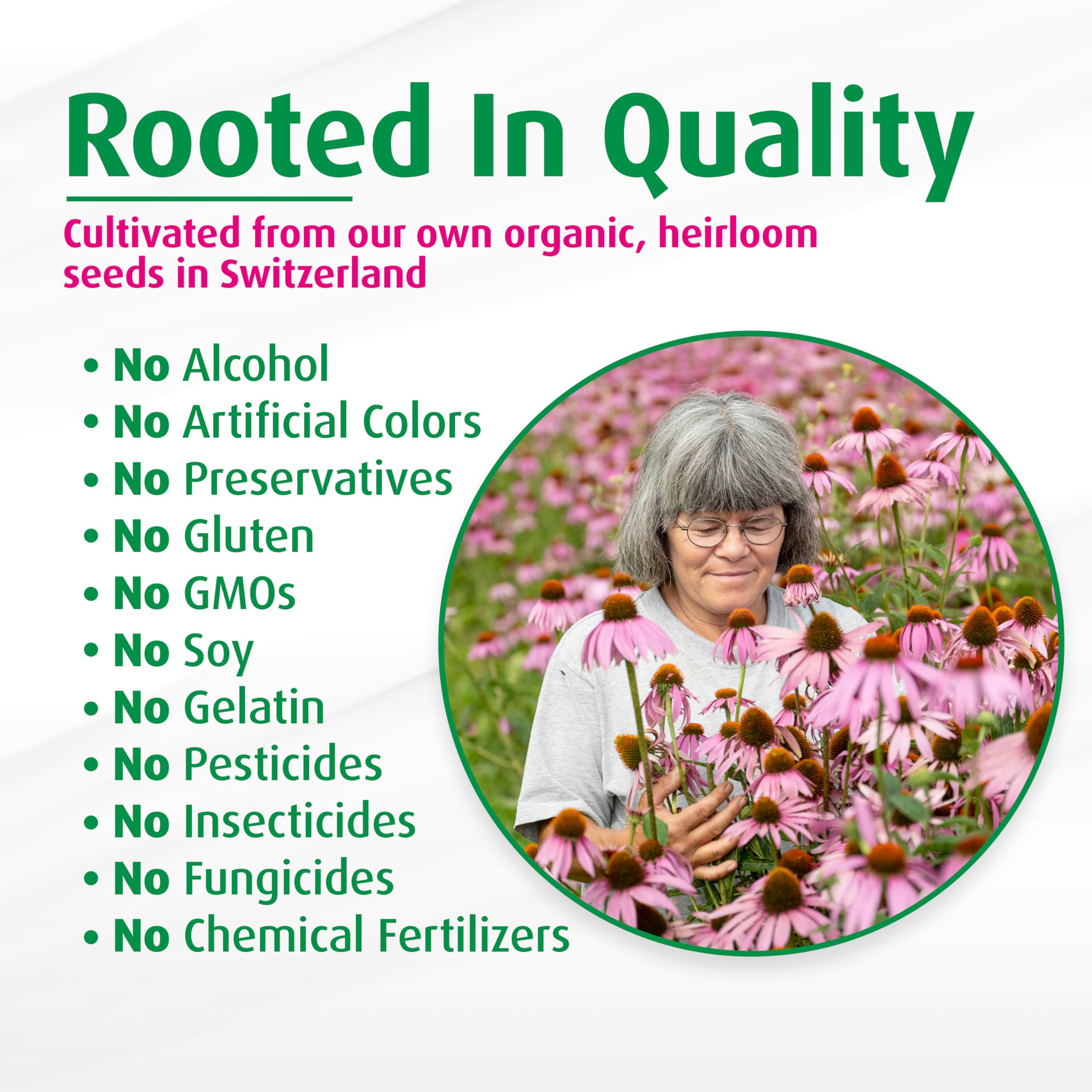 A.Vogel Echinaforce alcohol-free, color-free formula without common allergens.