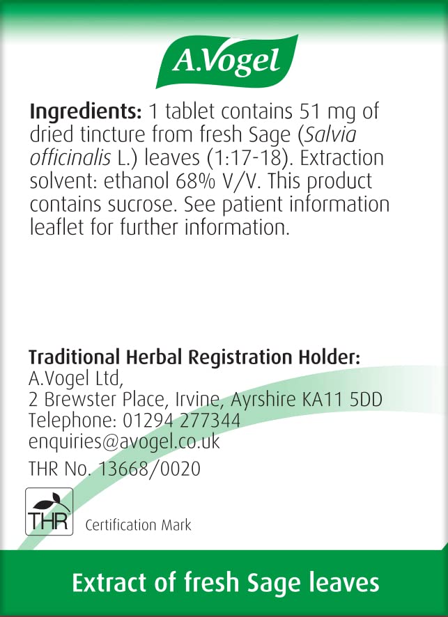 A.Vogel Menoforce Sage bottle with a pour shot suggesting easy daily dosing for hot flush support.
