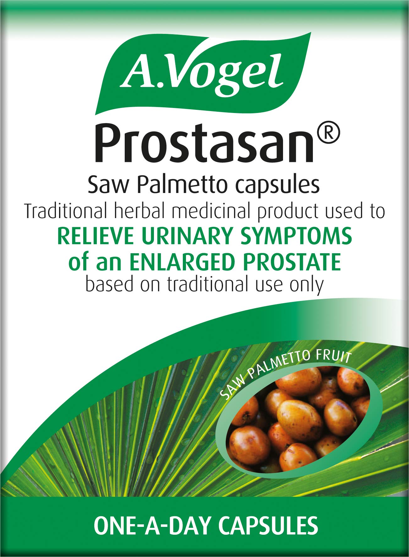 A.Vogel Prostasan packaging closeup highlighting the 30-cap capsule count.