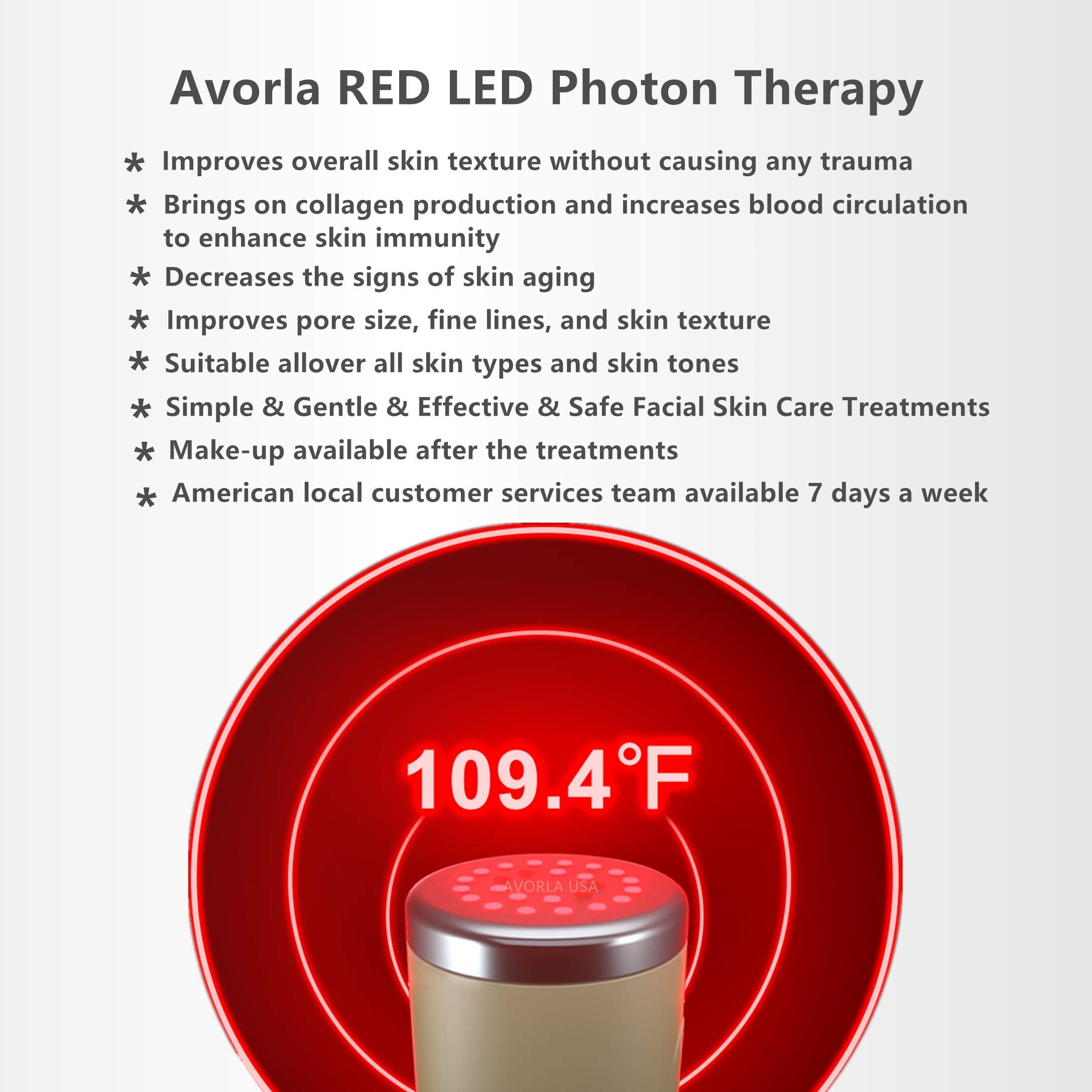 Avorla red-light facial wand packaging, premium feel and at-home skincare aesthetic.