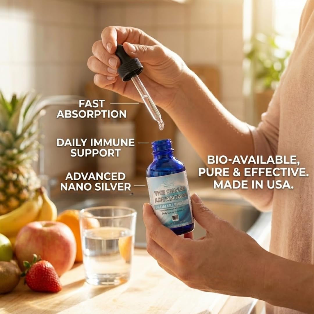Awaken Sanctuary cobalt blue glass bottle protecting nano silver potency.