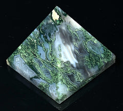 Awaken Your Kundalini Moss Agate Pyramid in meditation space promotes calm.
