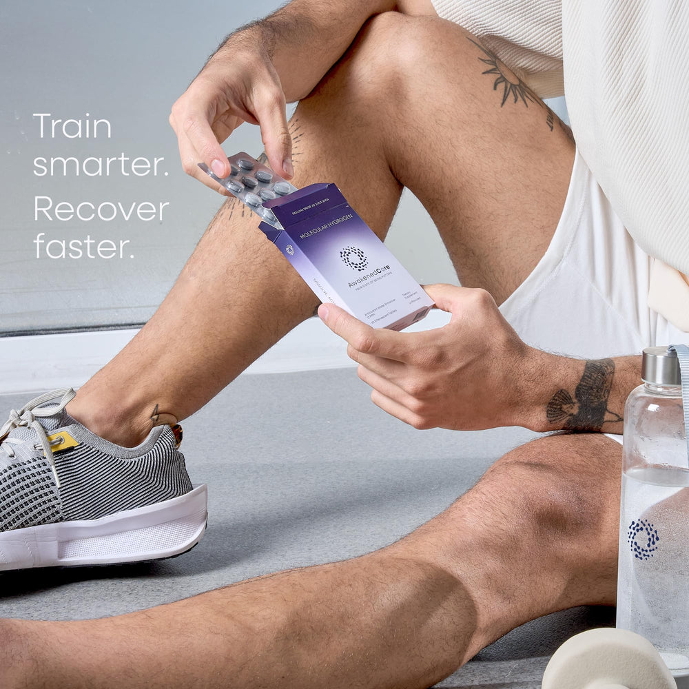 Athlete using AwakenedCore tablets to support endurance and focus.