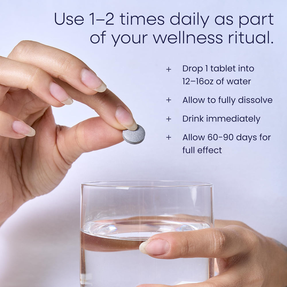 Glass of water with AwakenedCore hydrogen bubbles signaling revitalizing hydration.