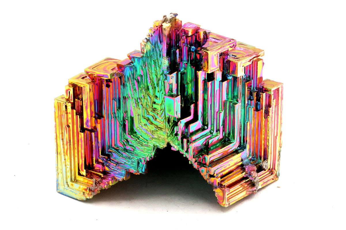 Awesome Industries Rainbow Bismuth Crystal iridescent display for collectors.