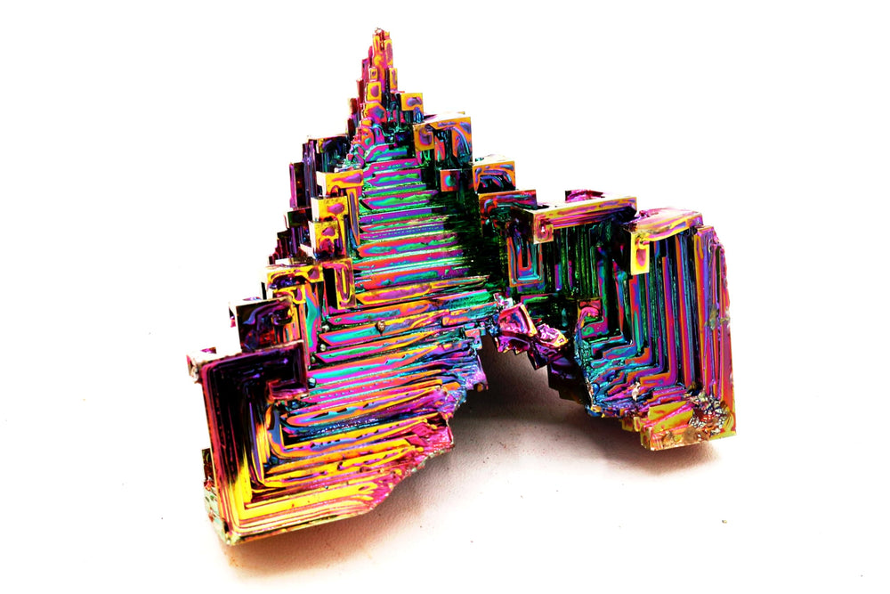 Awesome Industries Rainbow Bismuth Crystal shows unique crystal structure for jewelry projects.