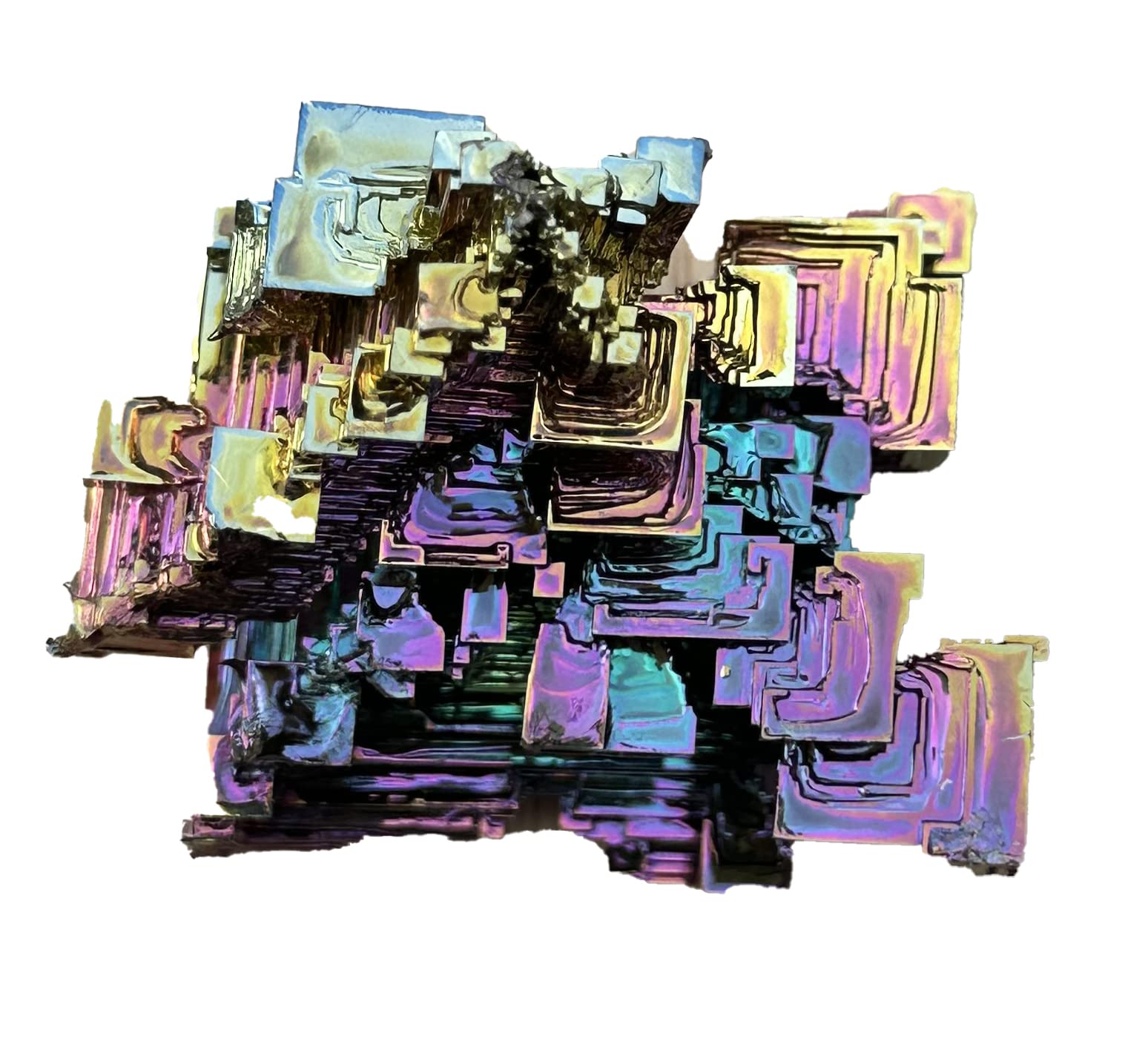 Awesome Industries Rainbow Bismuth Crystal decorative piece with luminous colors.