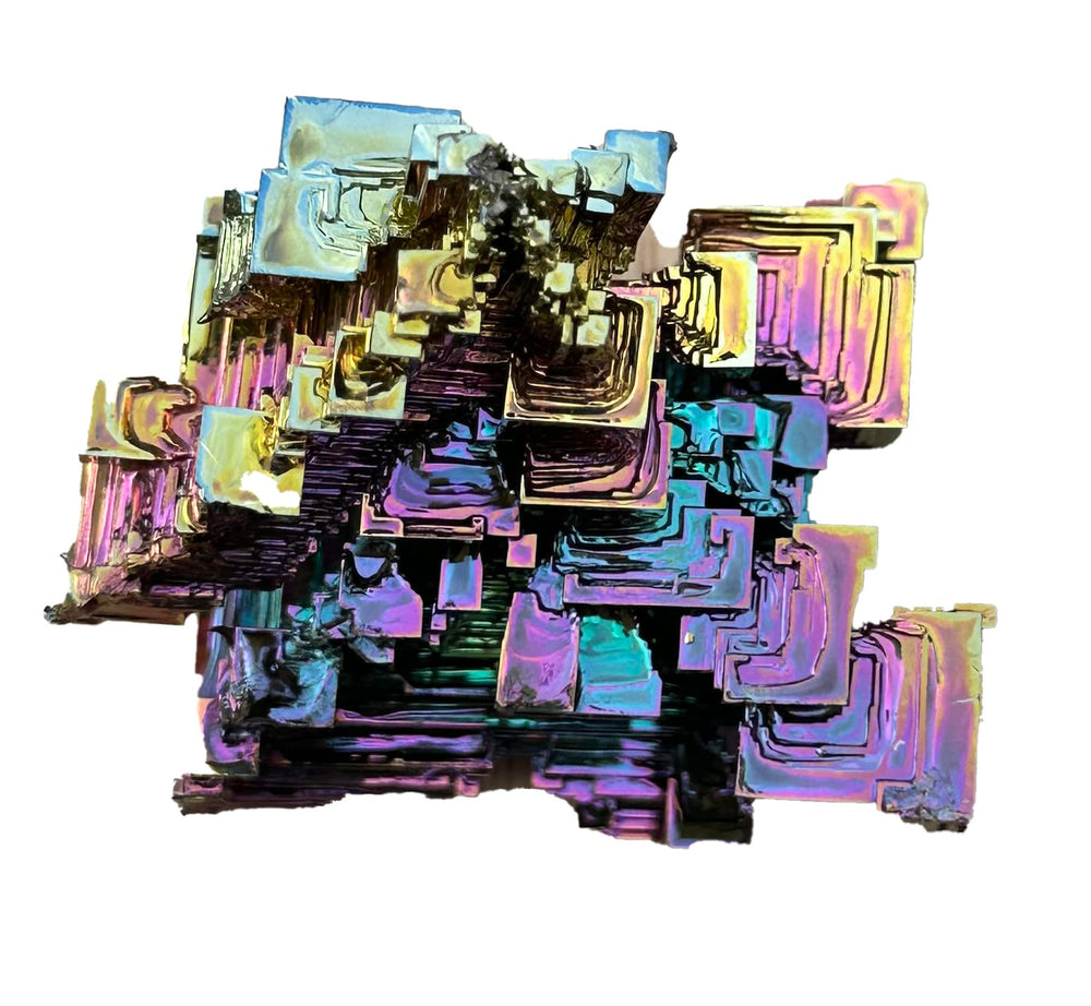 Awesome Industries Rainbow Bismuth Crystal decorative piece with luminous colors.