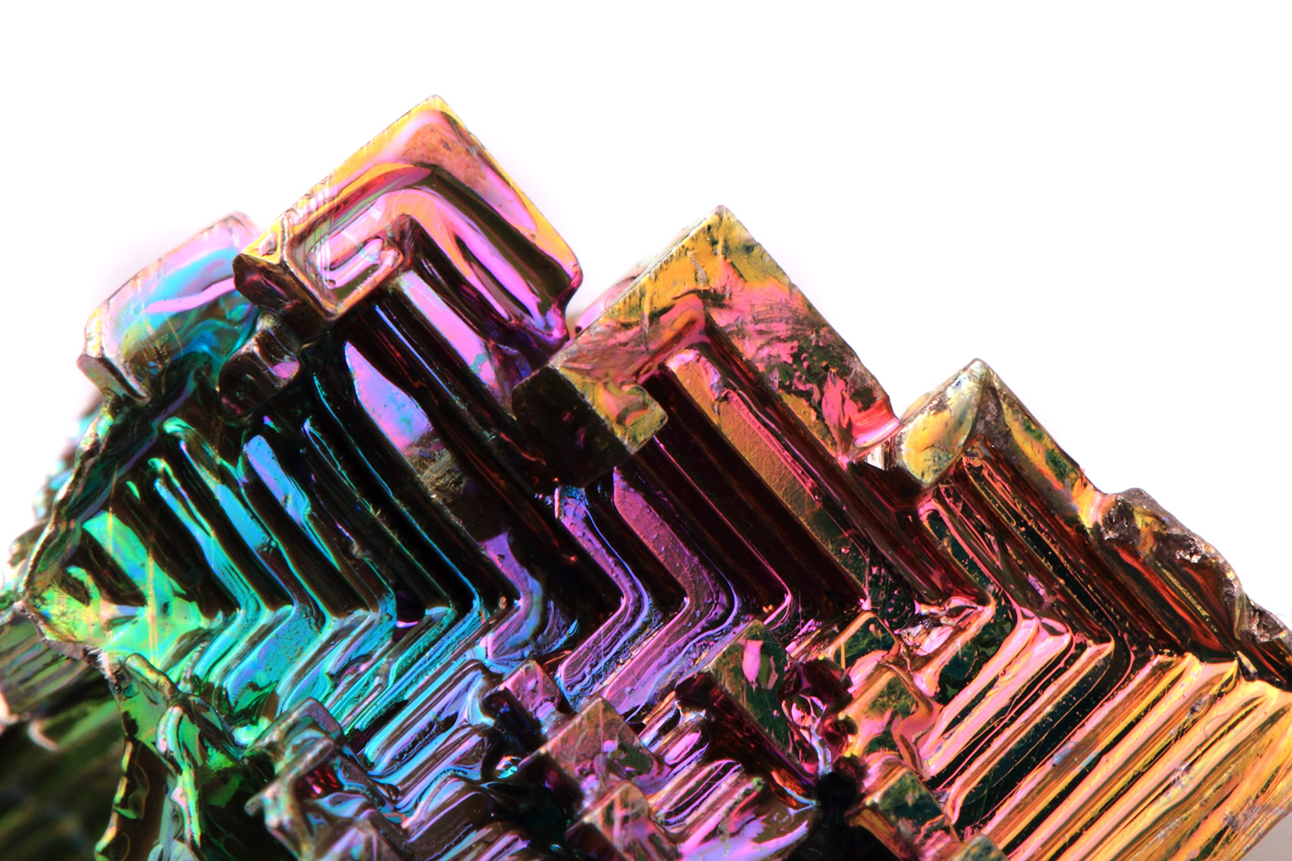 Awesome Industries Rainbow Bismuth Crystal gift-worthy, iridescent mineral specimen.