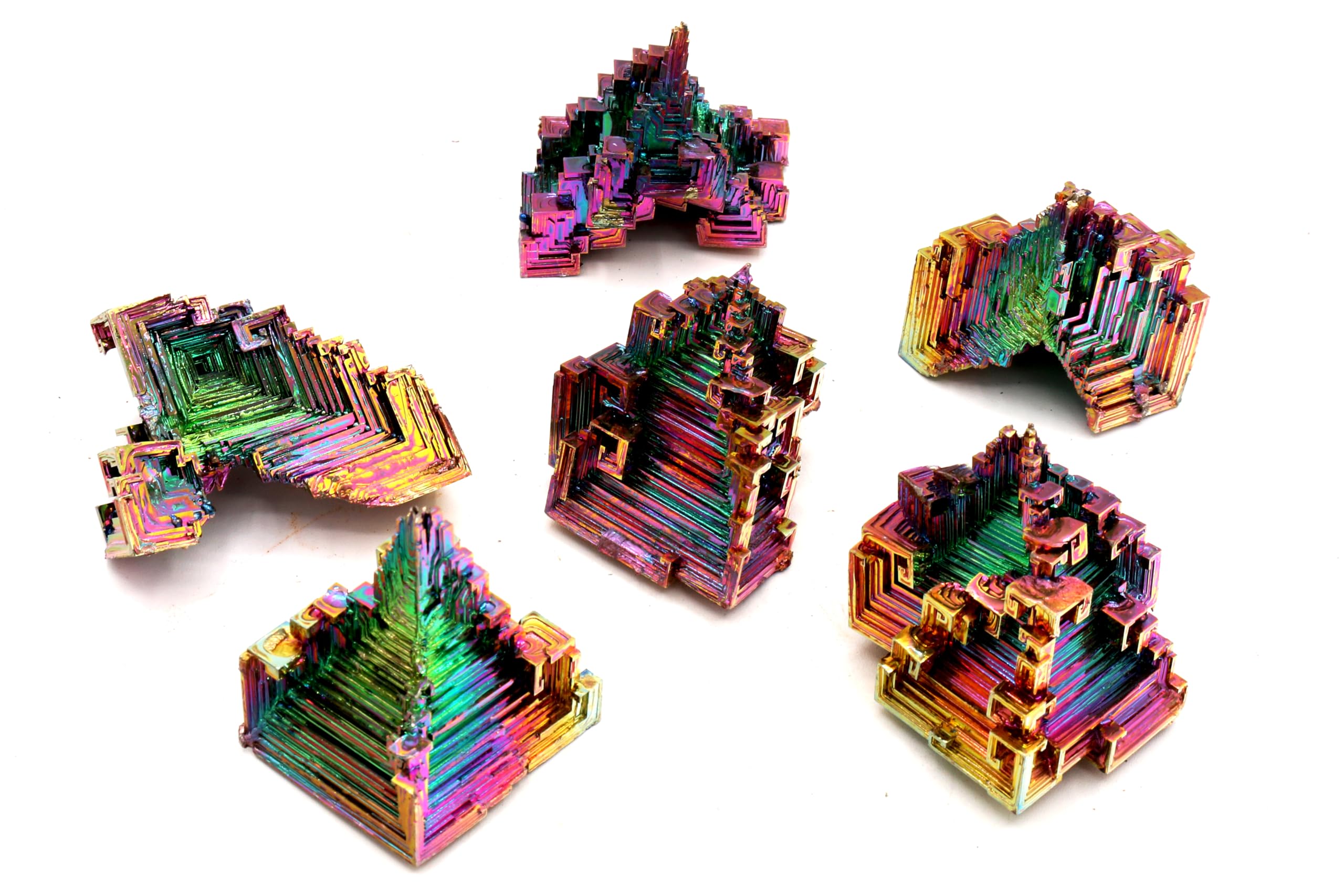 Awesome Industries Rainbow Bismuth Crystal vivid hues enhancing home décor.