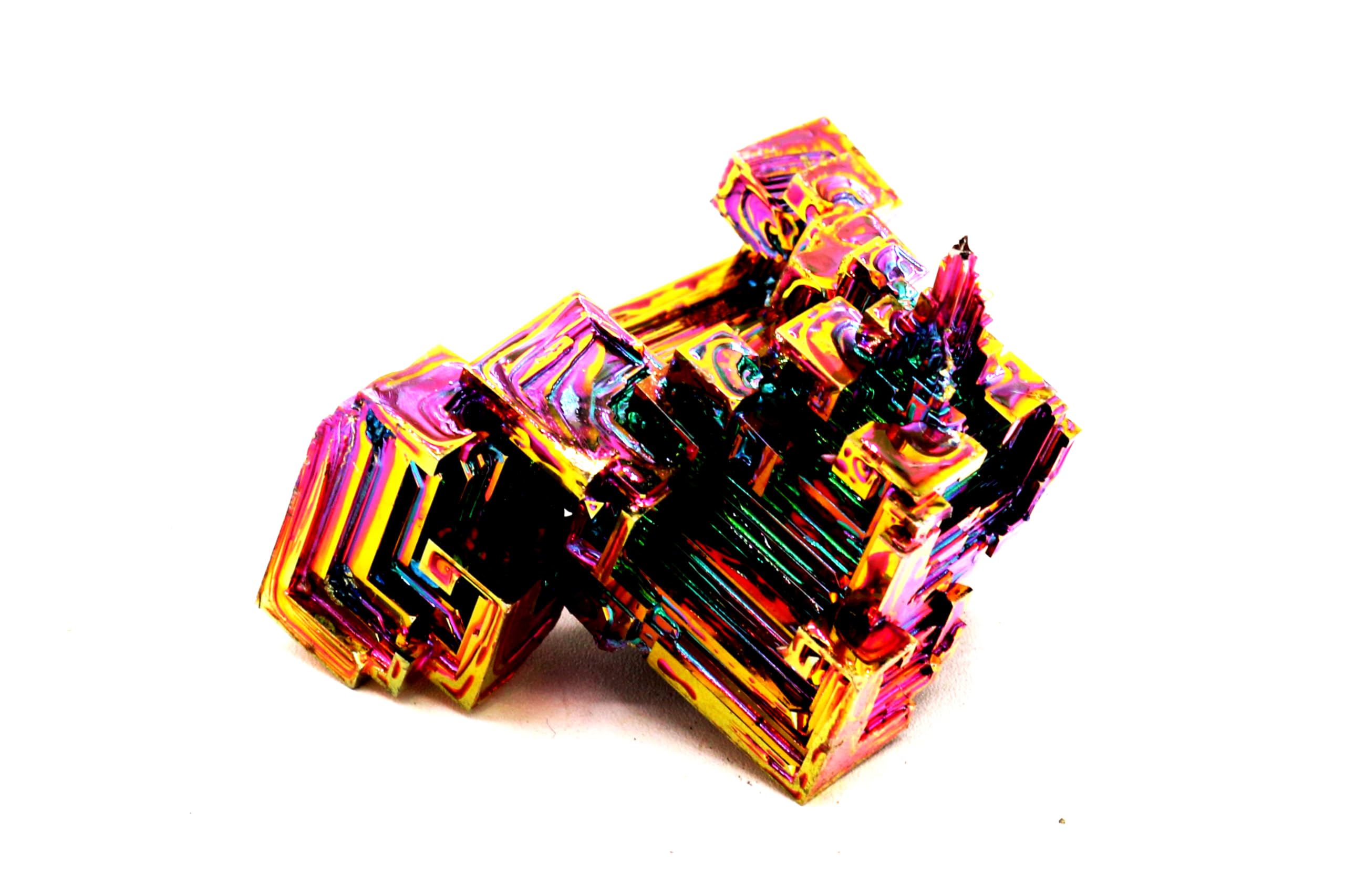 Awesome Industries Rainbow Bismuth Crystal hand-grown in lab for quality specimens.