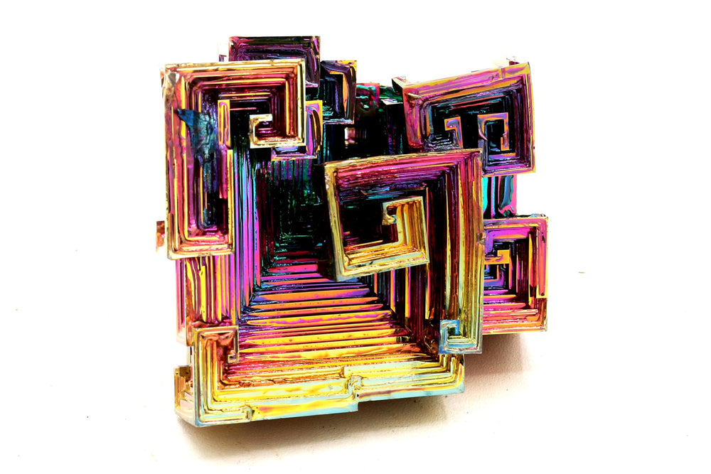 Awesome Industries Rainbow Bismuth Crystal large size as a dramatic centerpiece.