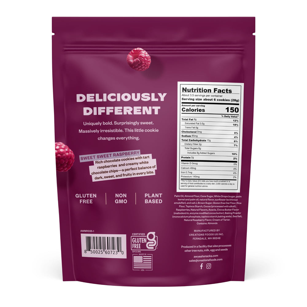 AwYeah Midnight Raspberry mini cookie pack on display for grab-and-go snacking.