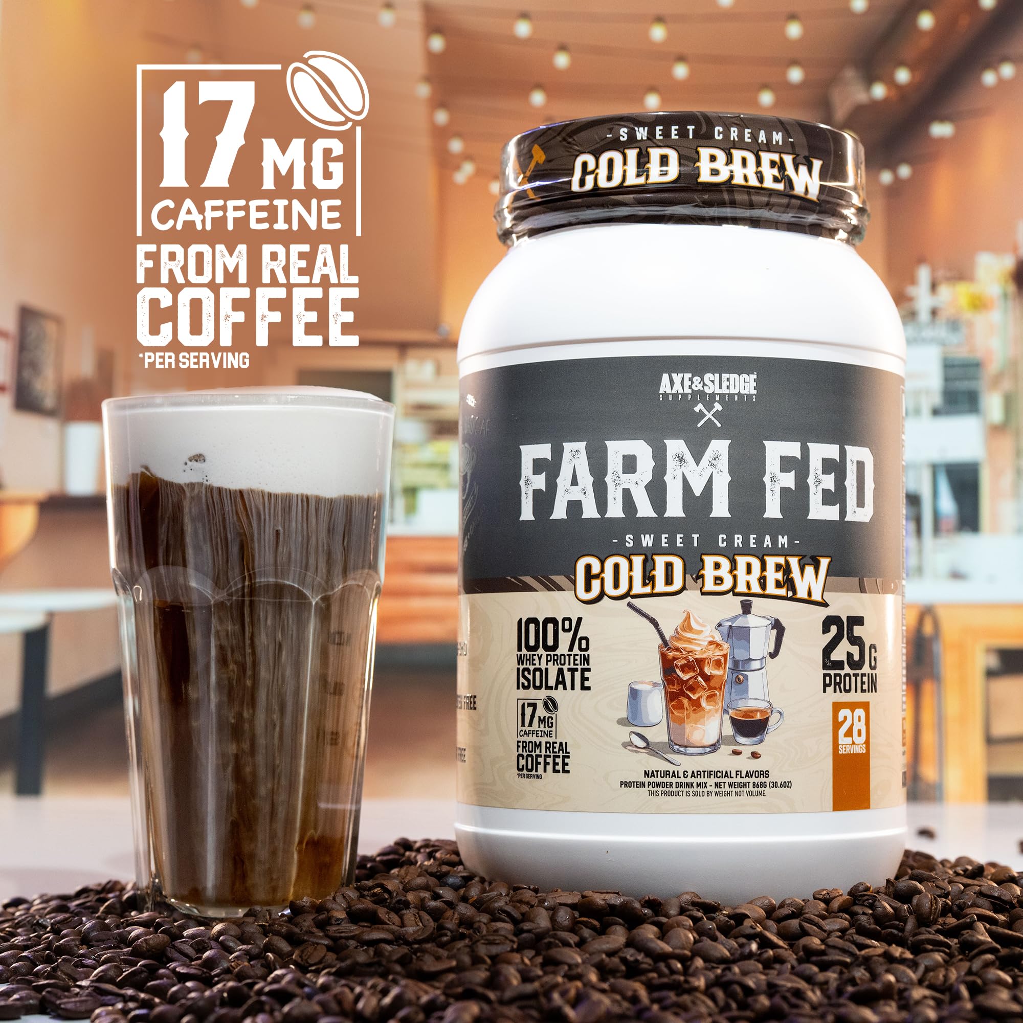 Back of the Farm Fed tub shows gluten-free and non-GMO details.
