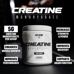 Scoop of Basics Creatine added to a shaker ready for a workout