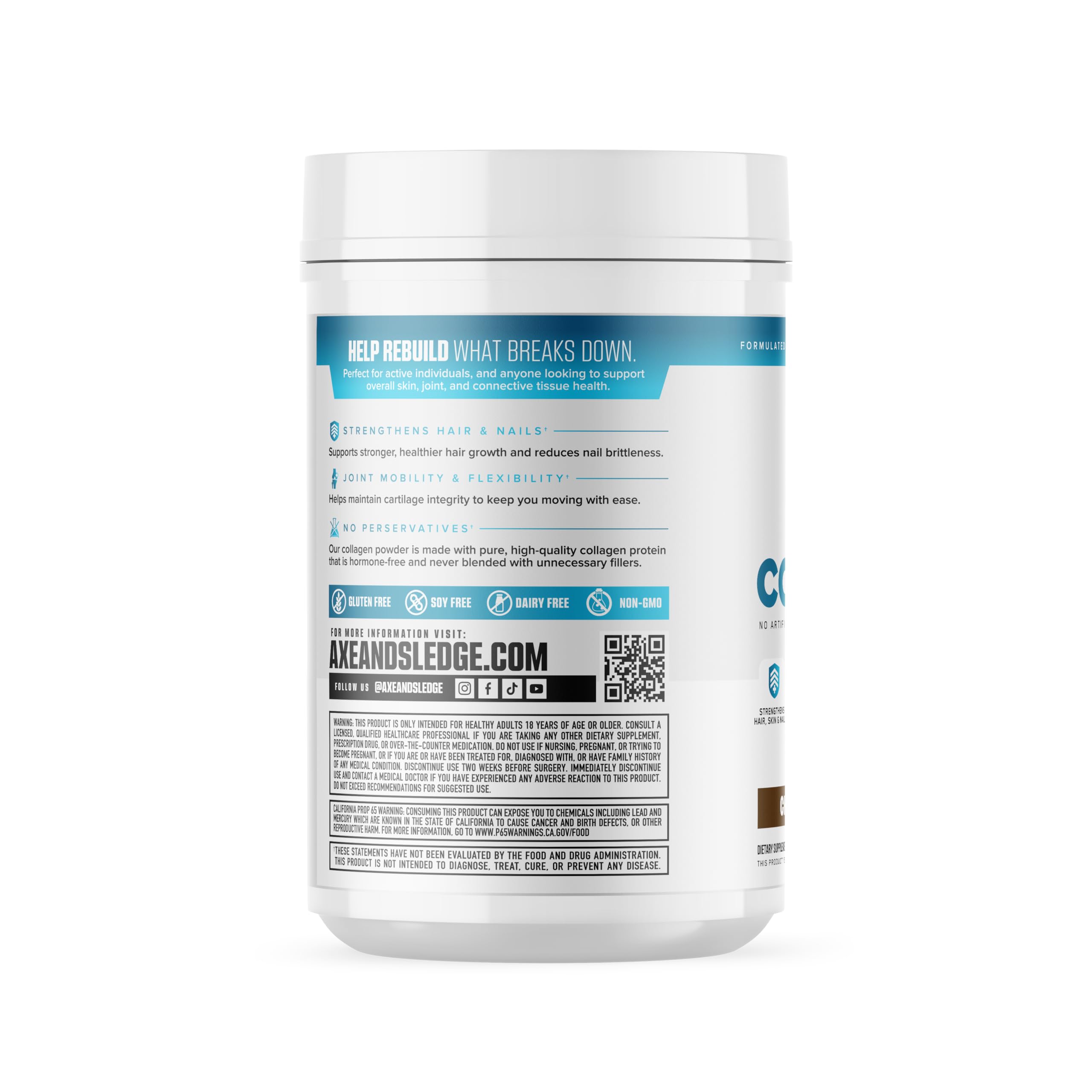 Axe & Sledge collagen powder scoop for easy daily protein addition.